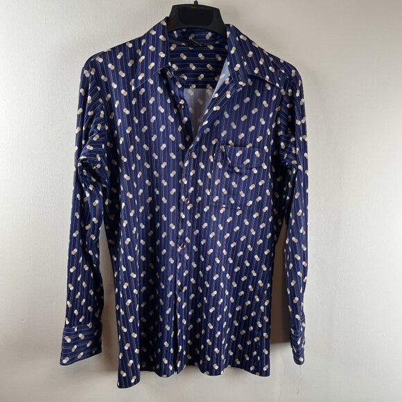 Vintage America Other - Mens Vintage Joel 70's button down Navy printed Shirt Medium